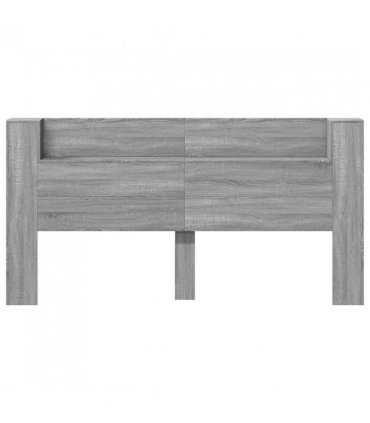 vidaXL Headboard with Storage and LED Grey Sonoma Engineered Wood — Size: 200 cm