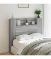 vidaXL Headboard with Storage and LED Grey Sonoma Engineered Wood — Size: 120 cm