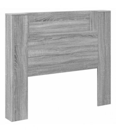 vidaXL Headboard with Storage and LED Grey Sonoma Engineered Wood — Size: 120 cm