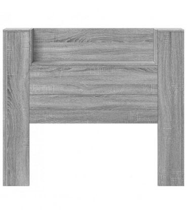 vidaXL Headboard with Storage and LED Grey Sonoma Engineered Wood — Size: 120 cm