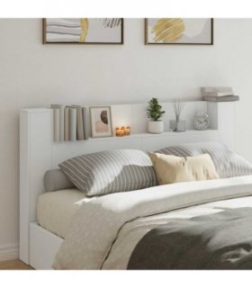 vidaXL Headboard with Storage and LED White Engineered Wood — Size: 180 cm