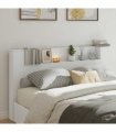 vidaXL Headboard with Storage and LED White Engineered Wood — Size: 180 cm