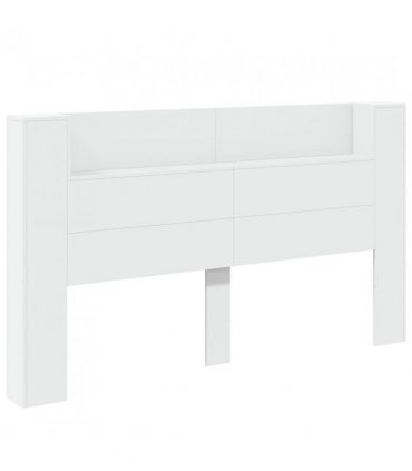 vidaXL Headboard with Storage and LED White Engineered Wood — Size: 180 cm