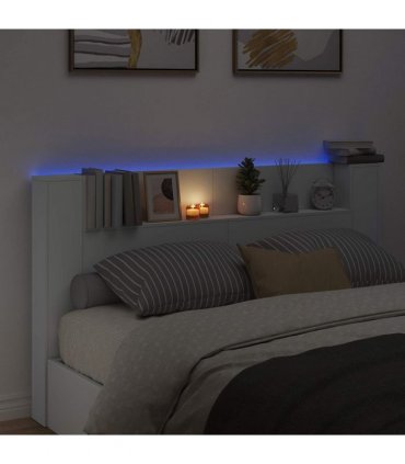 vidaXL Headboard with Storage and LED White Engineered Wood — Size: 180 cm