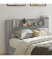 vidaXL Headboard with Storage and LED Grey Sonoma Engineered Wood — Size: 160 cm