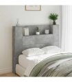 vidaXL Headboard with Storage and LED Concrete Grey Engineered Wood — Size: 120 cm