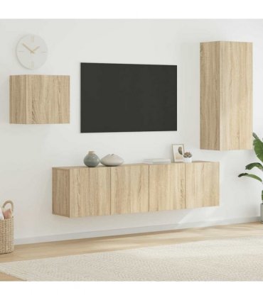 vidaXL TV Wall Unit | Sonoma Oak | Engineered Wood | Medium | TV Wall Unit