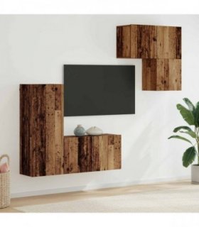 vidaXL TV Cabinet Wall-mounted 4 pcs Old Wood Engineered Wood