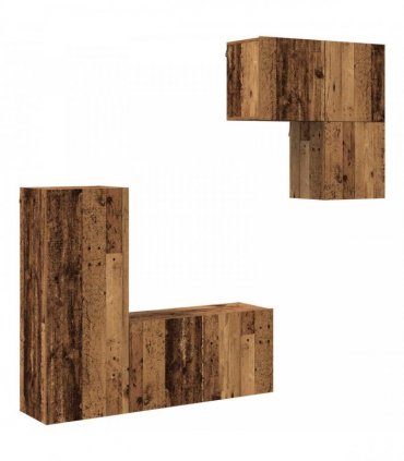 vidaXL TV Cabinet Wall-mounted 4 pcs Old Wood Engineered Wood