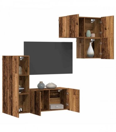 vidaXL TV Cabinet Wall-mounted 4 pcs Old Wood Engineered Wood