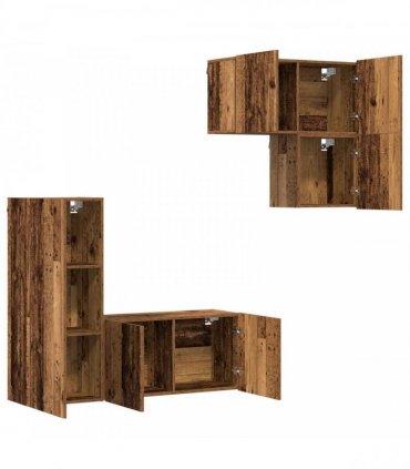 vidaXL TV Cabinet Wall-mounted 4 pcs Old Wood Engineered Wood