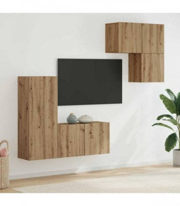 vidaXL TV Cabinet Wall-mounted 4 pcs Artisan Oak Engineered Wood