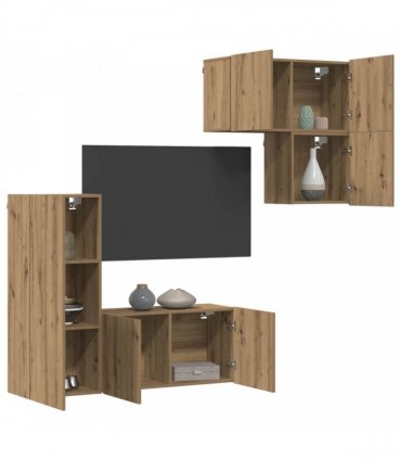 vidaXL TV Cabinet Wall-mounted 4 pcs Artisan Oak Engineered Wood