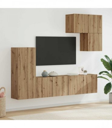 vidaXL TV Wall Unit Wall-mounted 5 pcs Artisan Oak Engineered Wood