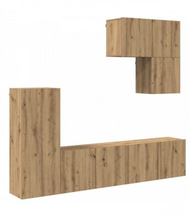 vidaXL TV Wall Unit Wall-mounted 5 pcs Artisan Oak Engineered Wood