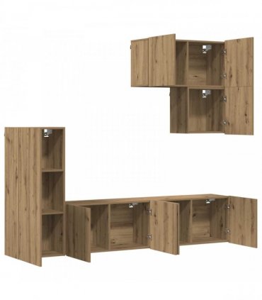 vidaXL TV Wall Unit Wall-mounted 5 pcs Artisan Oak Engineered Wood