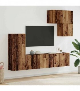 vidaXL TV Wall Unit Wall-mounted 5 pcs Old Wood Engineered Wood