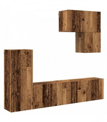 vidaXL TV Wall Unit Wall-mounted 5 pcs Old Wood Engineered Wood