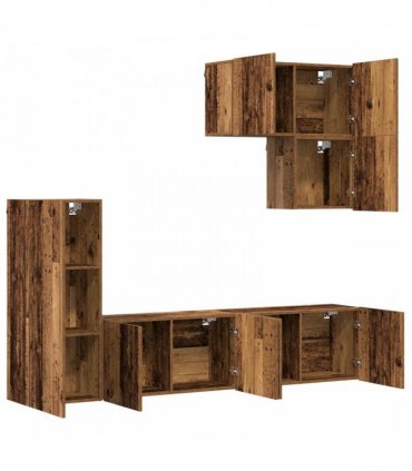 vidaXL TV Wall Unit Wall-mounted 5 pcs Old Wood Engineered Wood