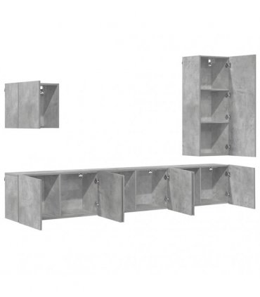 vidaXL 5 Piece TV Wall Units Concrete Grey Engineered Wood