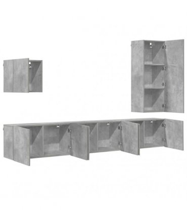 vidaXL 5 Piece TV Wall Units Concrete Grey Engineered Wood