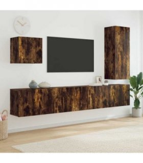 vidaXL 5 Piece TV Wall Units Smoked Oak Engineered Wood