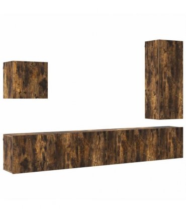 vidaXL 5 Piece TV Wall Units Smoked Oak Engineered Wood