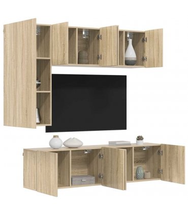 vidaXL 5 Piece TV Wall Units Sonoma Oak Engineered Wood