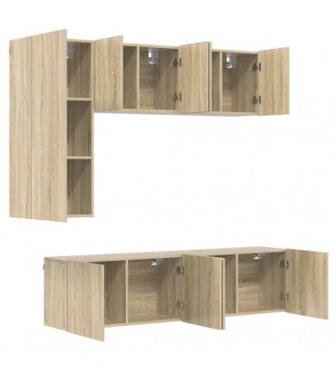 vidaXL 5 Piece TV Wall Units Sonoma Oak Engineered Wood