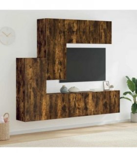 vidaXL 5 Piece TV Wall Units Smoked Oak Engineered Wood — V0671980874