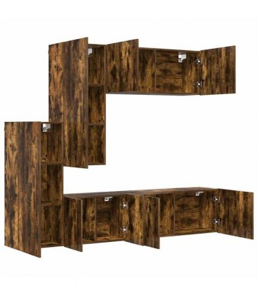 vidaXL 5 Piece TV Wall Units Smoked Oak Engineered Wood — V0671980874