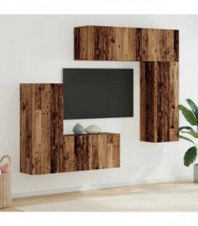 vidaXL TV Wall Unit Wall-mounted 5 pcs Old Wood Engineered Wood — V0671980877