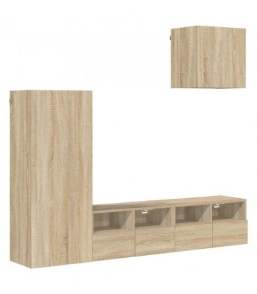 vidaXL 4 Piece TV Wall Units Sonoma Oak Engineered Wood