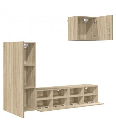 vidaXL 4 Piece TV Wall Units Sonoma Oak Engineered Wood