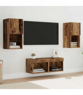 vidaXL TV Wall Cabinets Wall-mounted 4 pcs Old Wood Engineered Wood