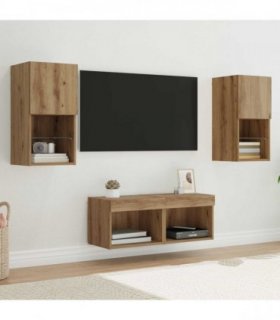 vidaXL TV Wall Cabinets Wall-mounted 4 pcs Artisan Oak Engineered Wood