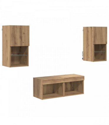vidaXL TV Wall Cabinets Wall-mounted 4 pcs Artisan Oak Engineered Wood