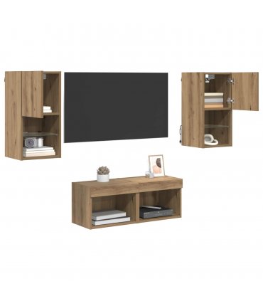 vidaXL TV Wall Cabinets Wall-mounted 4 pcs Artisan Oak Engineered Wood