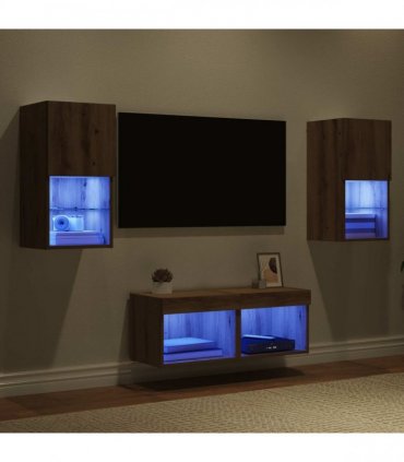 vidaXL TV Wall Cabinets Wall-mounted 4 pcs Artisan Oak Engineered Wood