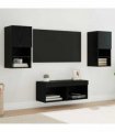 vidaXL TV Wall Cabinets Wall-mounted 4 pcs Black Oak Engineered Wood