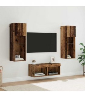 vidaXL TV Wall Cabinets Wall-mounted 4 pcs Artisan Oak Engineered Wood — Colour: Old wood