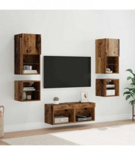 vidaXL TV Wall Units 8 pcs Old Wood Engineered Wood