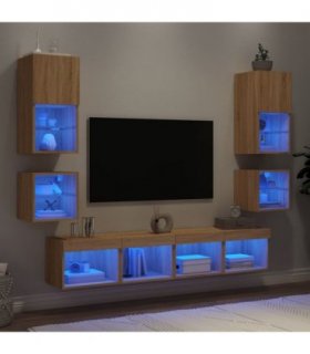 vidaXL 8 Piece TV Wall Units with LED Sonoma Oak Engineered Wood