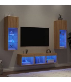 vidaXL 5 Piece TV Wall Units with LED Sonoma Oak Engineered Wood