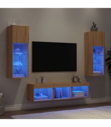 vidaXL 5 Piece TV Wall Units with LED Sonoma Oak Engineered Wood