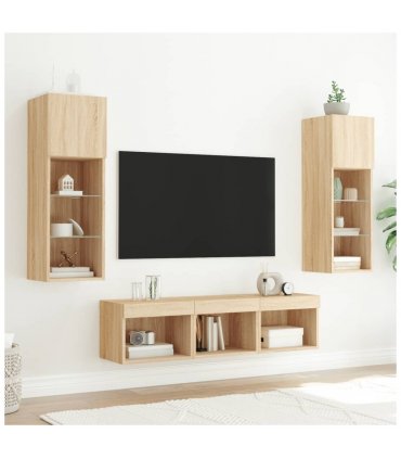 vidaXL 5 Piece TV Wall Units with LED Sonoma Oak Engineered Wood