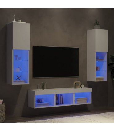 vidaXL 5 Piece TV Wall Units with LED White Engineered Wood