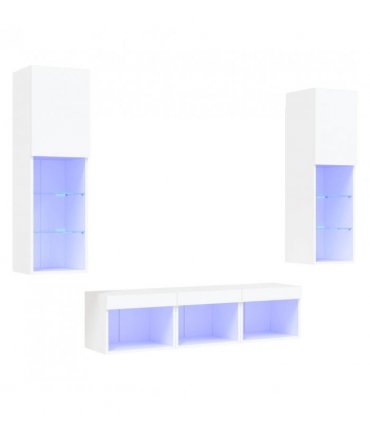 vidaXL 5 Piece TV Wall Units with LED White Engineered Wood
