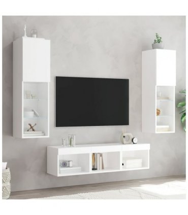 vidaXL 5 Piece TV Wall Units with LED White Engineered Wood
