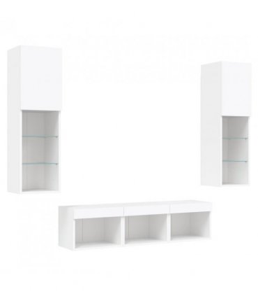 vidaXL 5 Piece TV Wall Units with LED White Engineered Wood